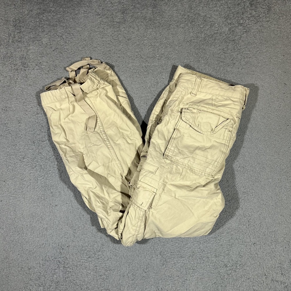 MNML Military Style Multi-Pocket Baggy Cargo Pants Beige Men's Size 32 #3738